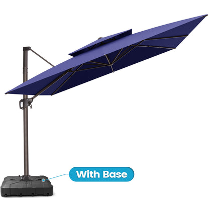 Crestlive Products 10x10ft Aluminum Crank Cantilever Patio Umbrella with Base