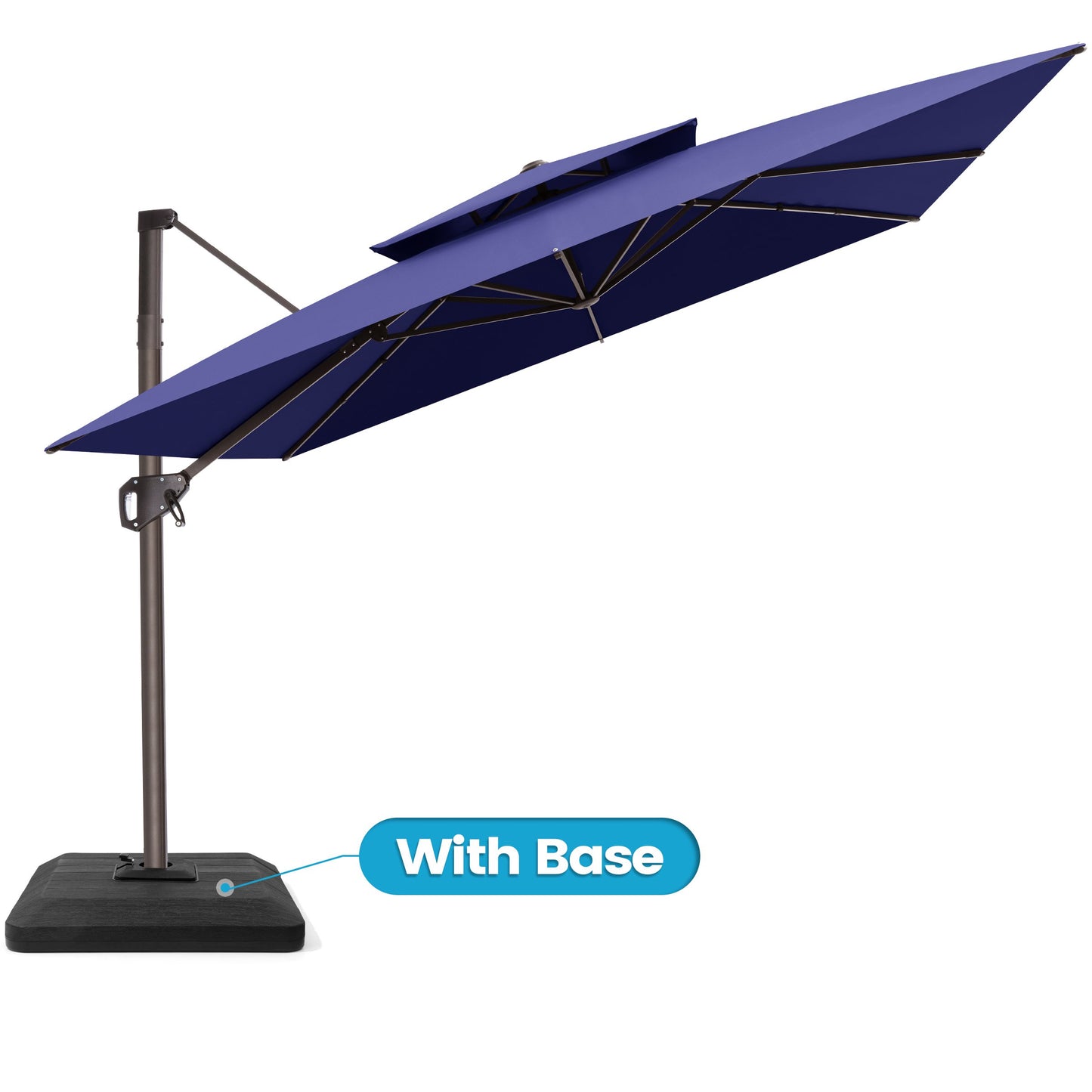 Crestlive Products 10x10ft Aluminum Crank Cantilever Patio Umbrella with Base