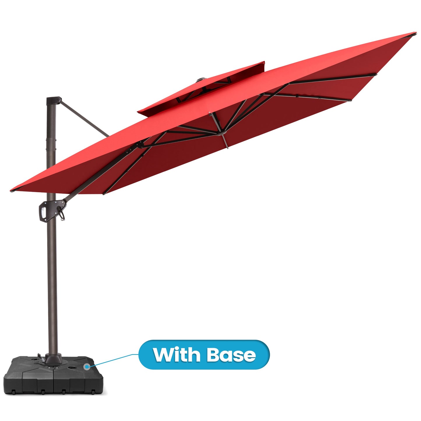 Crestlive Products 10x10ft Aluminum Double Top Crank Cantilever Patio Umbrella with Base