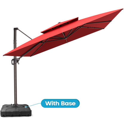 Crestlive Products 10x10ft Aluminum Crank Cantilever Patio Umbrella with Base