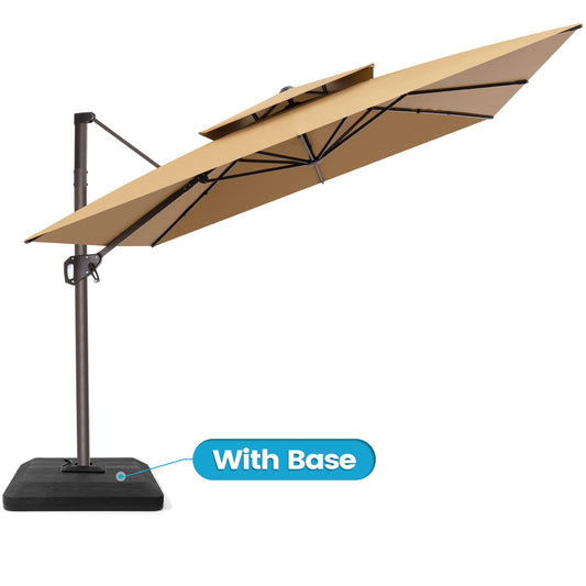 Crestlive Products 10x10ft Aluminum Crank Cantilever Patio Umbrella with Base