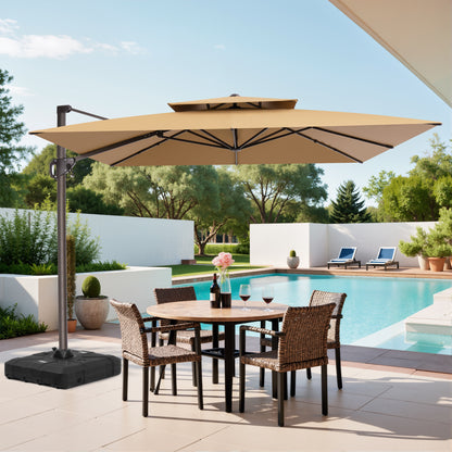Crestlive Products 10x10ft Aluminum Crank Cantilever Patio Umbrella with Base