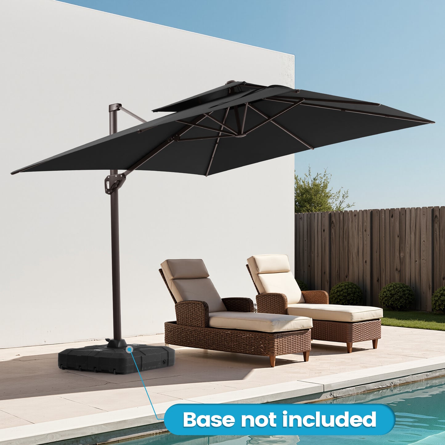 Crestlive Products 9x11ft Aluminum Dual Top Crank Cantilever Patio Umbrella withnot Base