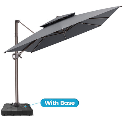 Crestlive Products 9x11ft Aluminum Crank Cantilever Patio Umbrella with Base