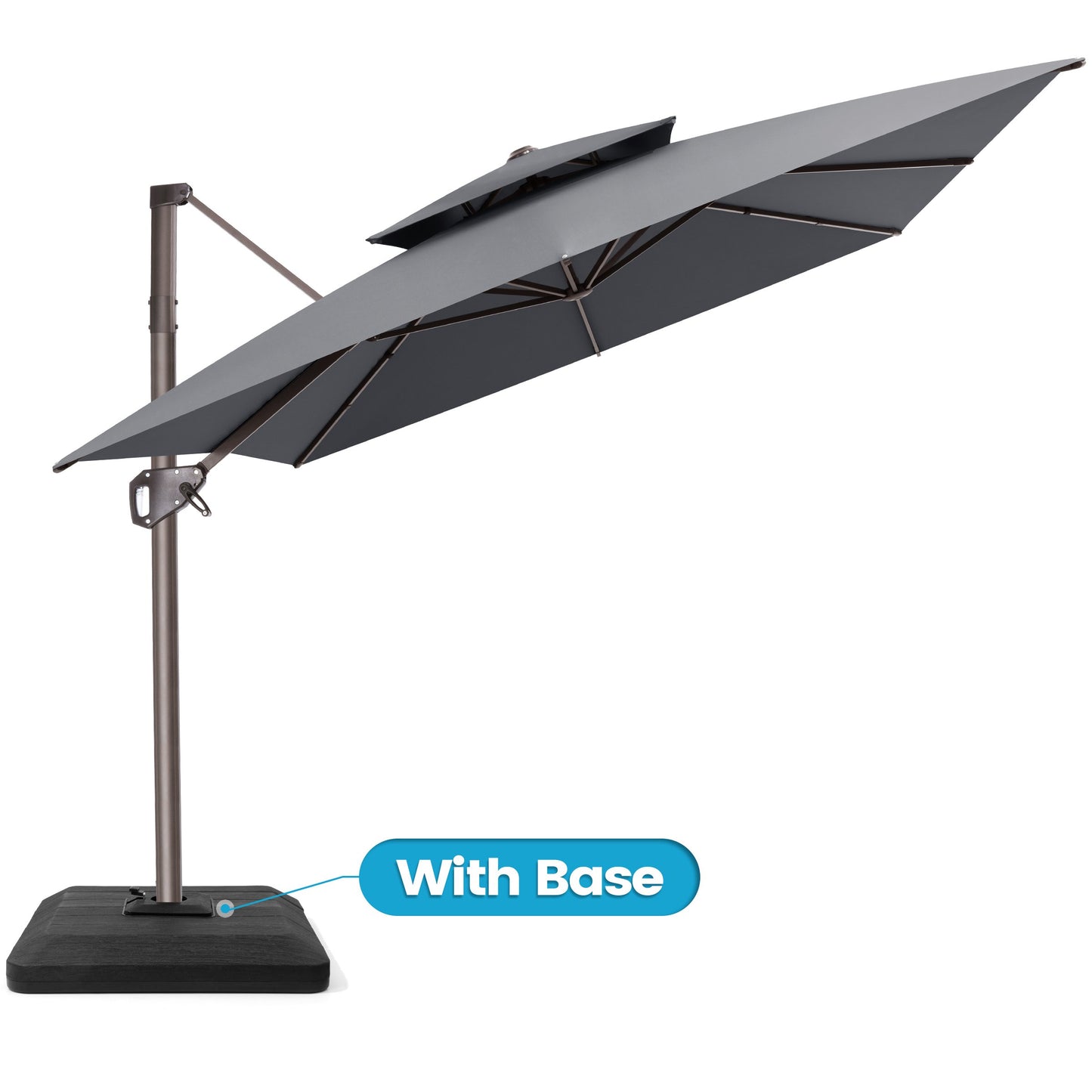 Crestlive Products 9x11ft Aluminum Dual Top Crank Cantilever Patio Umbrella with Base