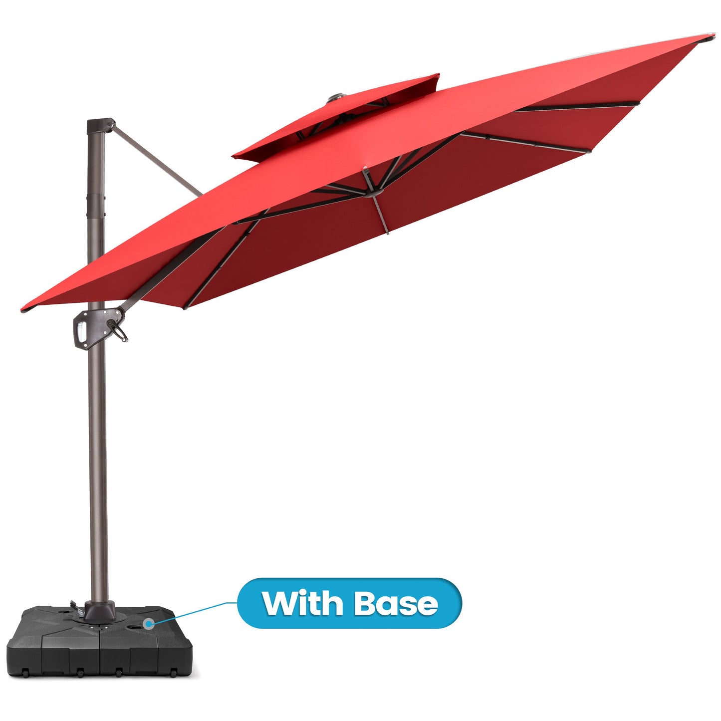 Crestlive Products 9x11ft Aluminum Crank Cantilever Patio Umbrella with Base