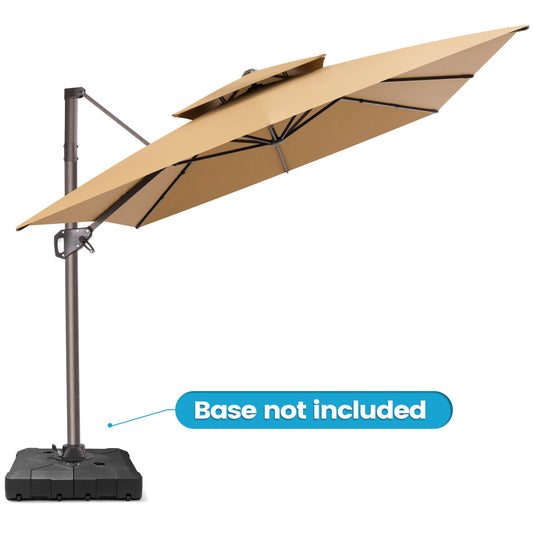 Outdoor 9x11FT Patio Dual Top Cantilever Offset Umbrella