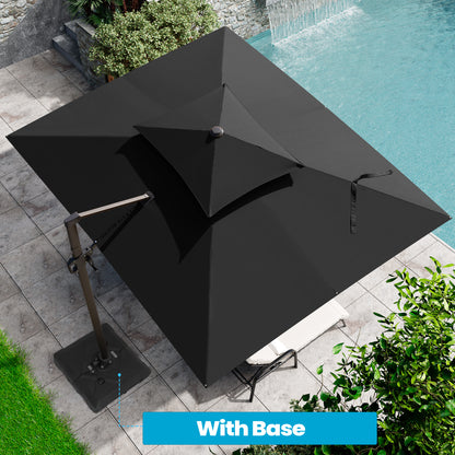 Crestlive Products 9x11ft Aluminum Crank Cantilever Patio Umbrella with Base