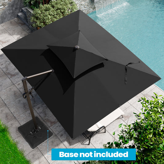 Crestlive Products 9x11ft Aluminum Dual Top Crank Cantilever Patio Umbrella withnot Base