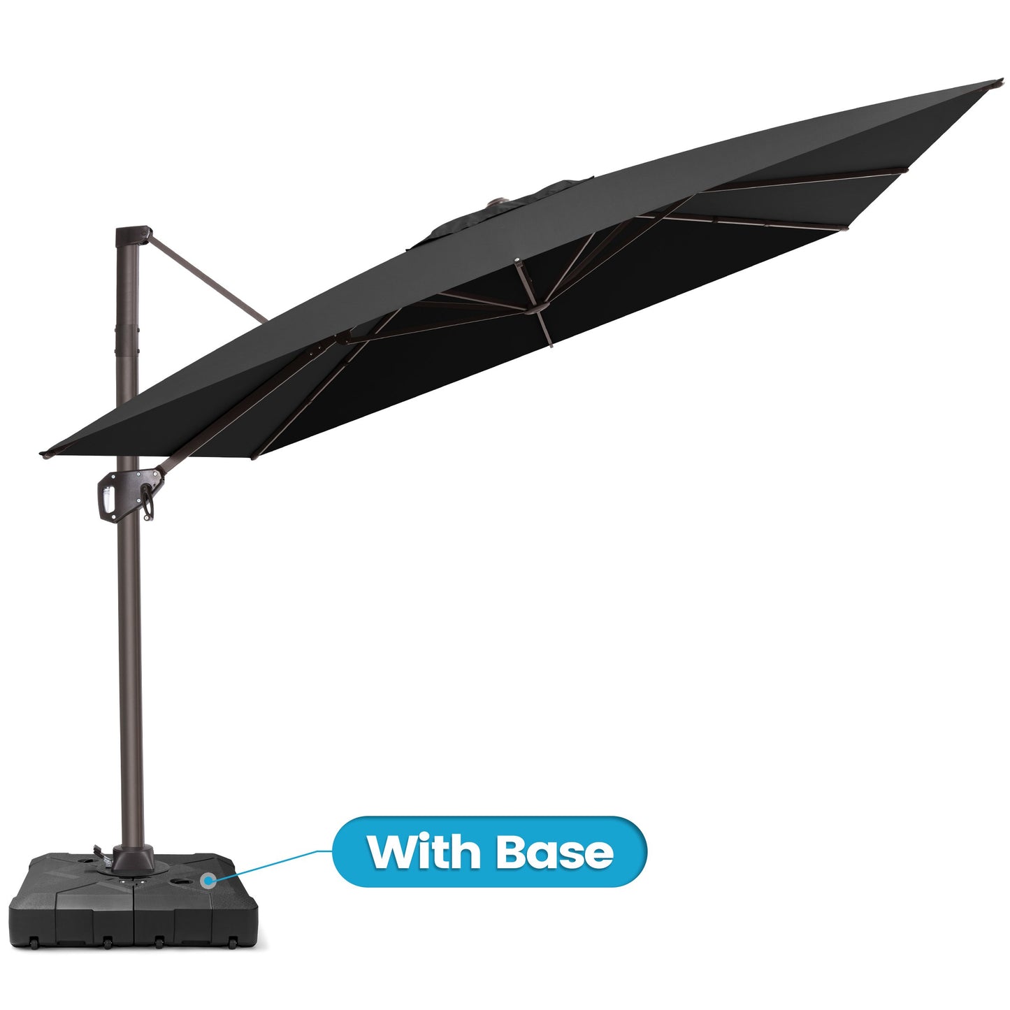 Crestlive Products 10x10ft Aluminum Crank Cantilever Patio Umbrella with Base