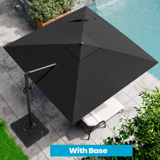 Crestlive Products 10x10ft Aluminum Crank Cantilever Patio Umbrella with Base