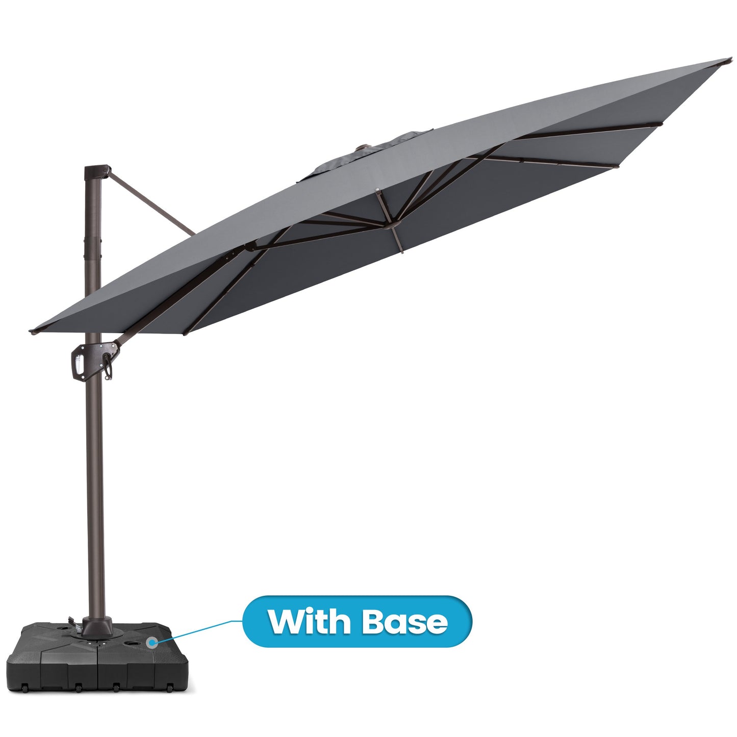 Crestlive Products 10x10ft Aluminum Crank Cantilever Patio Umbrella with Base