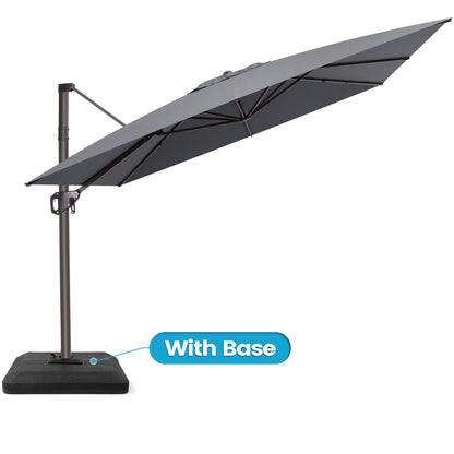 Crestlive Products 10x10ft Aluminum Crank Cantilever Patio Umbrella with Base