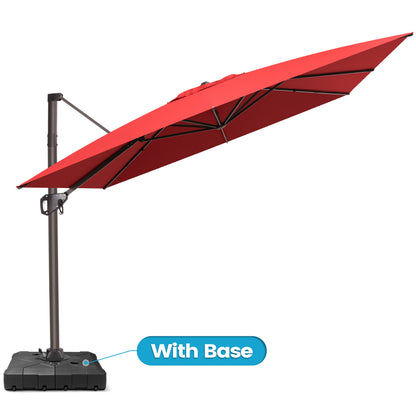Crestlive Products 10x10ft Aluminum Crank Cantilever Patio Umbrella with Base