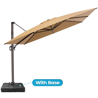 Crestlive Products 10x10ft Aluminum Crank Cantilever Patio Umbrella with Base