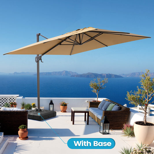 Crestlive Products 10x10ft Aluminum Crank Cantilever Patio Umbrella with Base