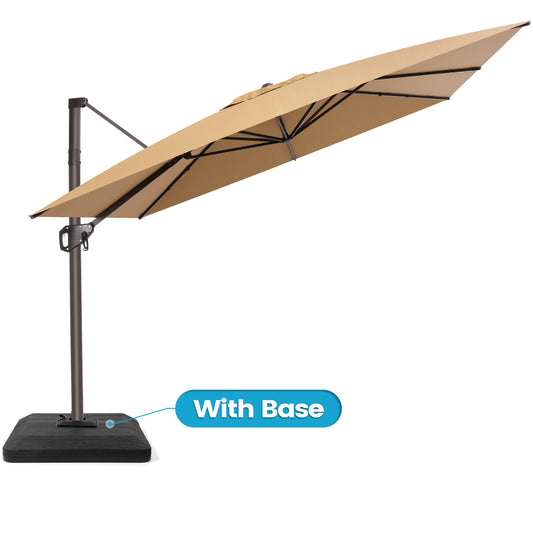 Crestlive Products 10x10ft Aluminum Crank Cantilever Patio Umbrella with Base