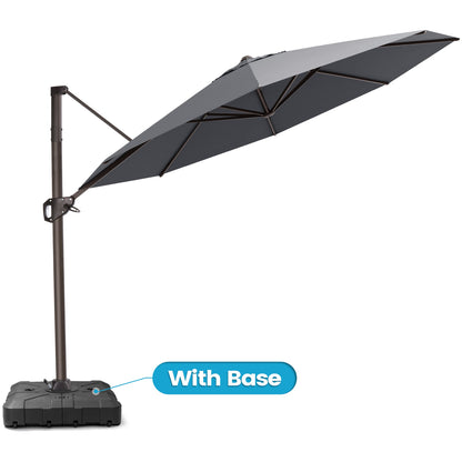 Crestlive Products 11x11ft Aluminum Crank Cantilever Patio Umbrella with Base