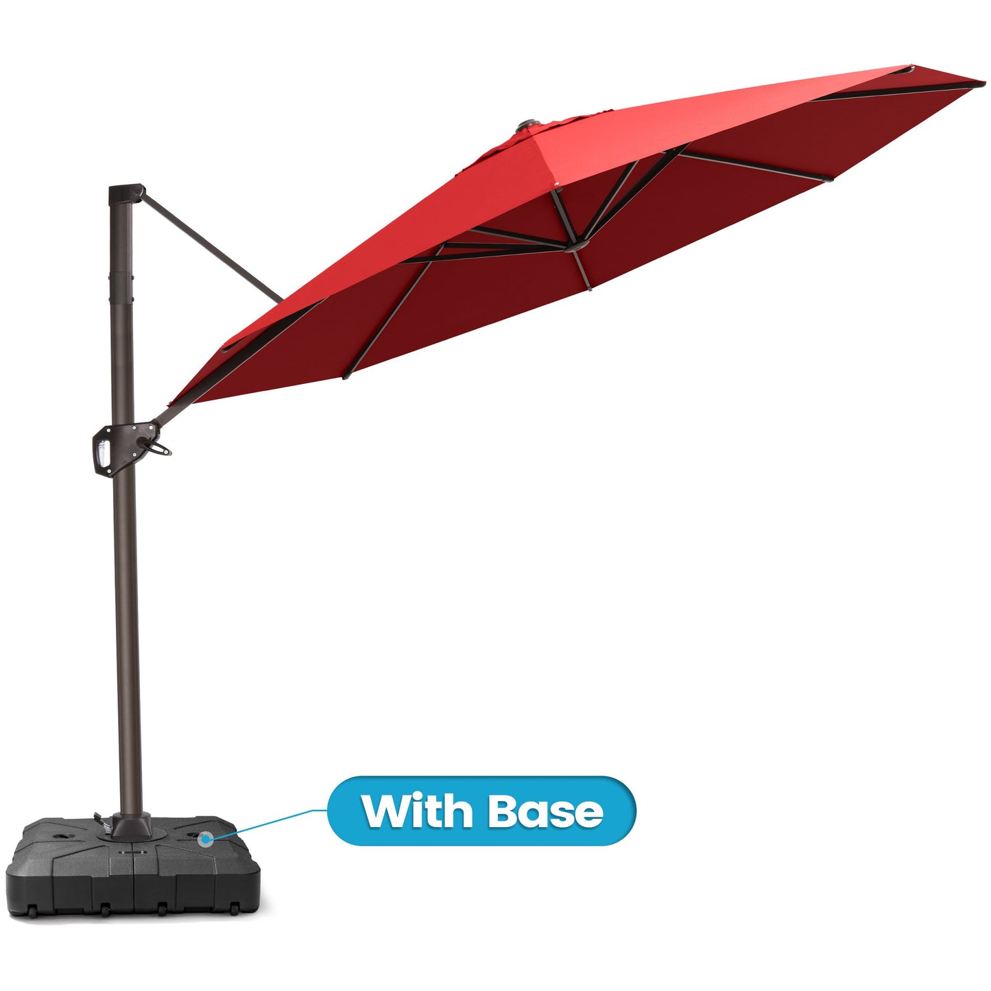 Crestlive Products 11x11ft Aluminum Crank Cantilever Patio Umbrella with Base
