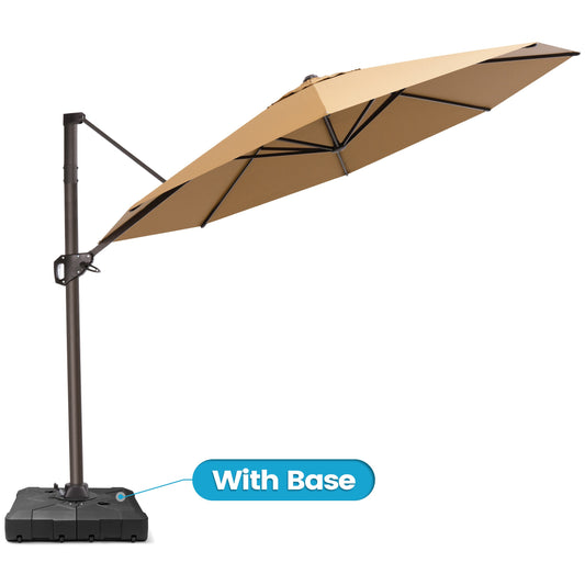 Crestlive Products 11x11ft Aluminum Crank Cantilever Patio Umbrella with Base