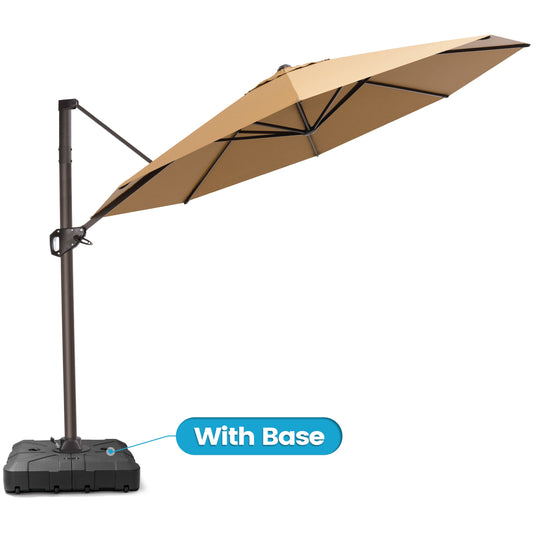 Crestlive Products 11x11ft Aluminum Crank Cantilever Patio Umbrella with Base
