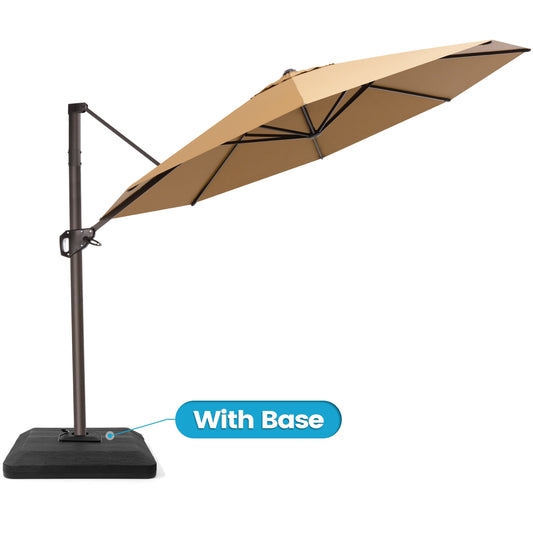 Crestlive Products 11x11ft Aluminum Crank Cantilever Patio Umbrella with Base