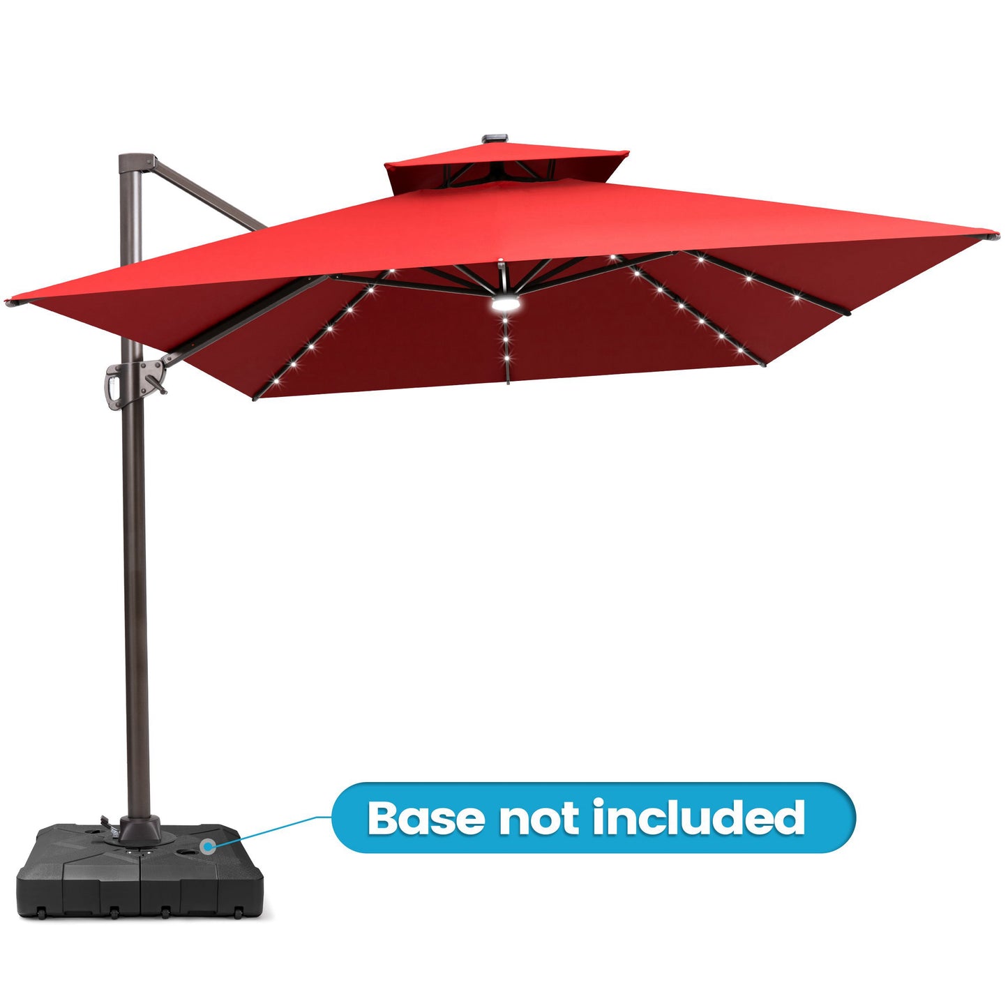 Crestlive Products 10x13ft Aluminum Crank Cantilever Patio Umbrella with Lights withnot Base