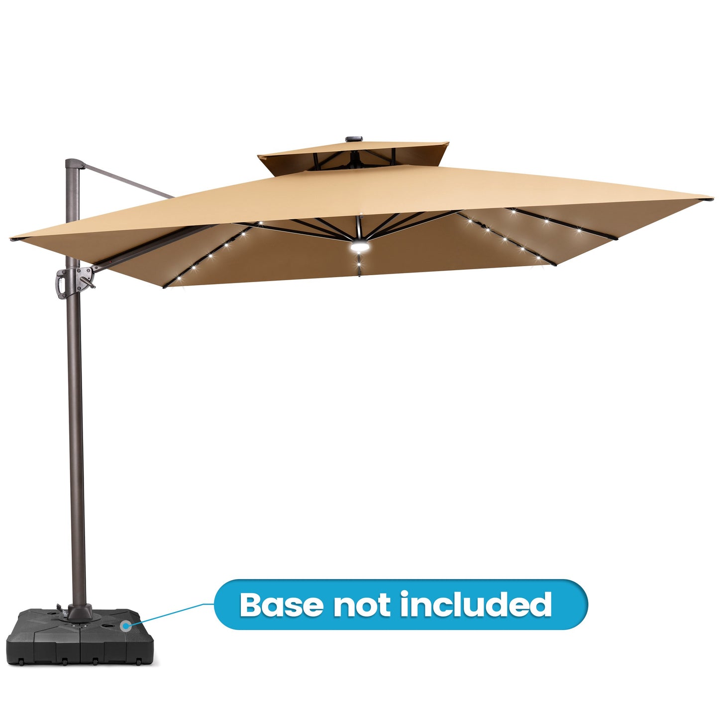 Crestlive Products 11x11ft Aluminum Cantilever Patio Umbrella with Lights withnot Base