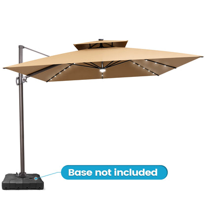 Crestlive Products 11x11ft Aluminum Cantilever Patio Umbrella with Lights withnot Base