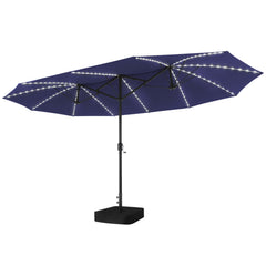 15x9 ft Aluminum Market Umbrella with Solar LED Lights