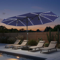 15x9 ft Aluminum Market Umbrella with Solar LED Lights