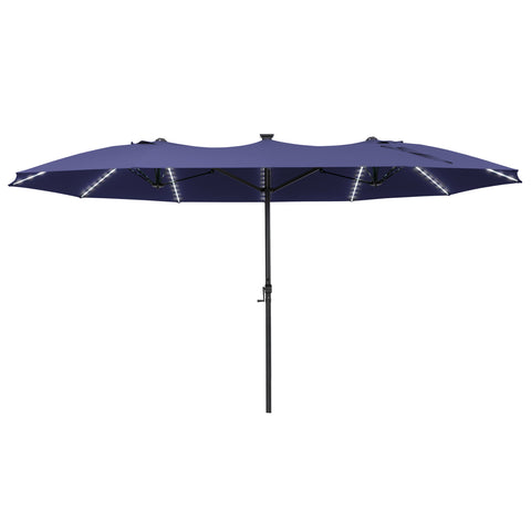 Crestlive Products 15 x 9 ft Aluminum Market Umbrella with Crank and Solar LED Lights