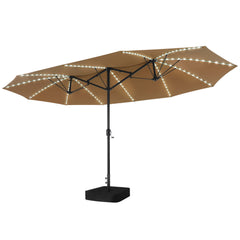 15x9 ft Aluminum Market Umbrella with Solar LED Lights