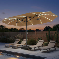 15x9 ft Aluminum Market Umbrella with Solar LED Lights