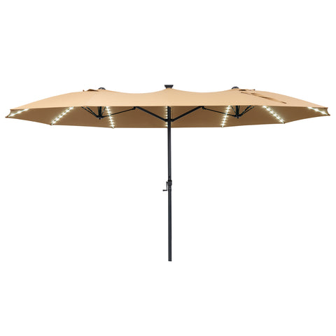 Crestlive Products 15 x 9 ft Aluminum Market Umbrella with Crank and Solar LED Lights
