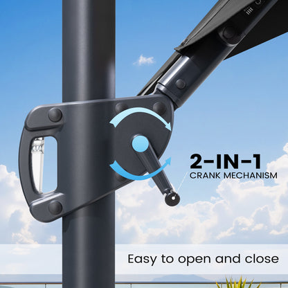 Crestlive Products 13 x 10 ft Aluminum Double Top Cantilever Patio Umbrella with LED Lights