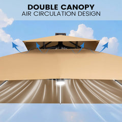 13x10 ft Aluminum Cantilever Patio Umbrella with LED Strip Lights & Double Top (Base Options)