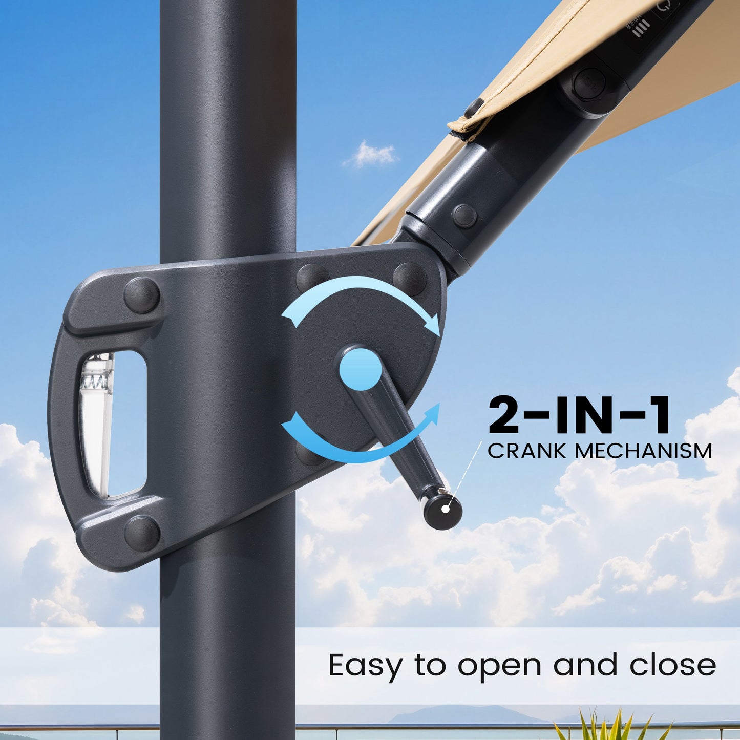 Crestlive Products 13 x 10 ft Aluminum Double Top Cantilever Patio Umbrella with LED Strip Lights and Base Options