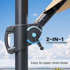 13x10 ft Aluminum Cantilever Patio Umbrella with LED Strip Lights & Double Top (Base Options)