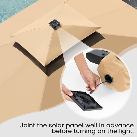 Crestlive Products 13 x 10 ft Aluminum Double Top Cantilever Patio Umbrella with LED Strip Lights and Base Options