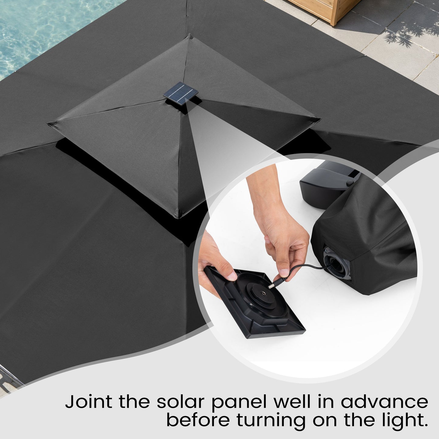 Crestlive Products 11 x 11 ft Aluminum Double Top Crank Cantilever Patio Umbrella with LED Lights