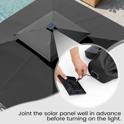 Crestlive Products 11 x 11 ft Aluminum Double Top Crank Cantilever Patio Umbrella with LED Lights