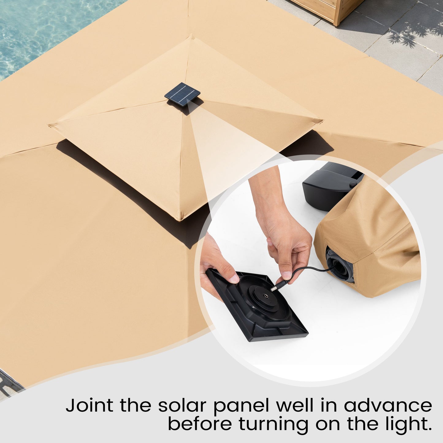 Crestlive Products 11 x 11 ft Aluminum Double Top Crank Cantilever Patio Umbrella with LED Strip Lights and Base Options