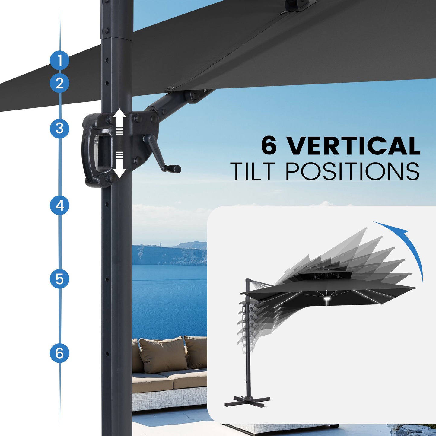 Crestlive Products 11 x 9 ft Aluminum Double Top Cantilever Patio Umbrella with LED Lights