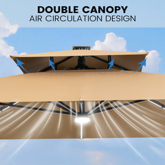 11x9 ft Aluminum Cantilever Patio Umbrella with Premium LED Strip Lights (Base Options)