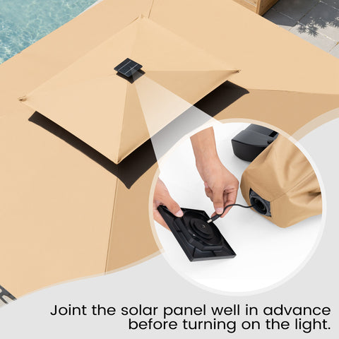 Crestlive Products 11 x 9 ft Aluminum Double Top Cantilever Patio Umbrella with LED Strip Lights and Base Options