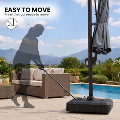 11x11 ft Aluminum Cantilever Patio Umbrella with LED Lights & Double Top (Base Options)