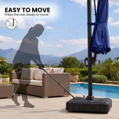11x11 ft Aluminum Cantilever Patio Umbrella with LED Lights & Double Top (Base Options)