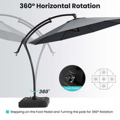 11 ft Aluminum Cantilever Patio Umbrella (Base Options)