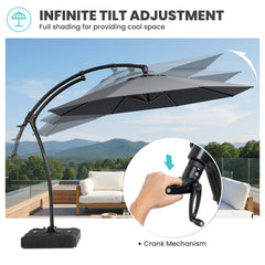 11 ft Aluminum Cantilever Patio Umbrella (Base Options)